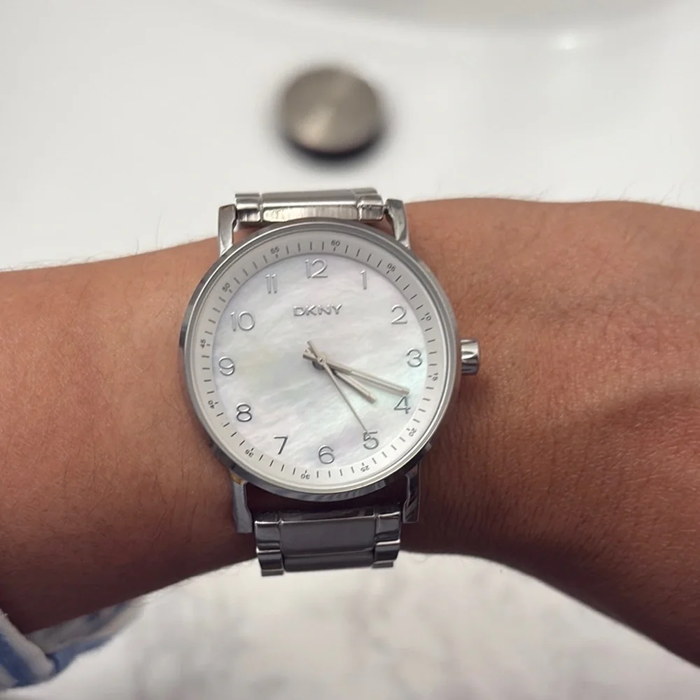 DKNY Silver Watch with Mother of Pearl Dial - Picture 2 of 4